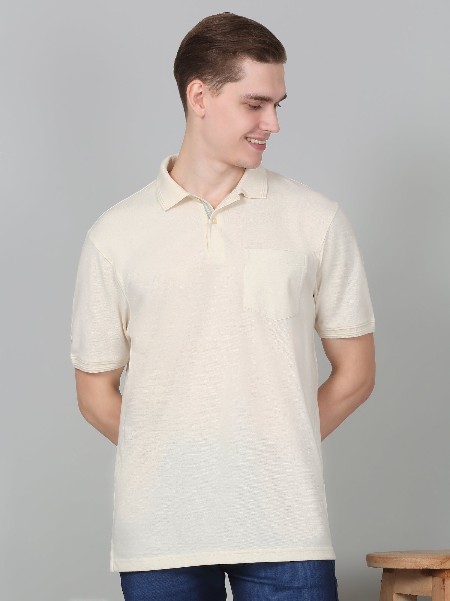 T-Shirt for Men | Breathable & Soft with Color Fastness Regular Fit Polo Neck Poly Cotton Fabric Solid Pattern - Image 3