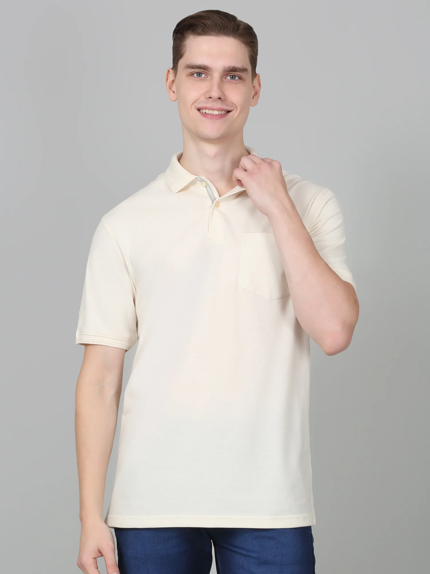 T-Shirt for Men | Breathable & Soft with Color Fastness Regular Fit Polo Neck Poly Cotton Fabric Solid Pattern - Image 5