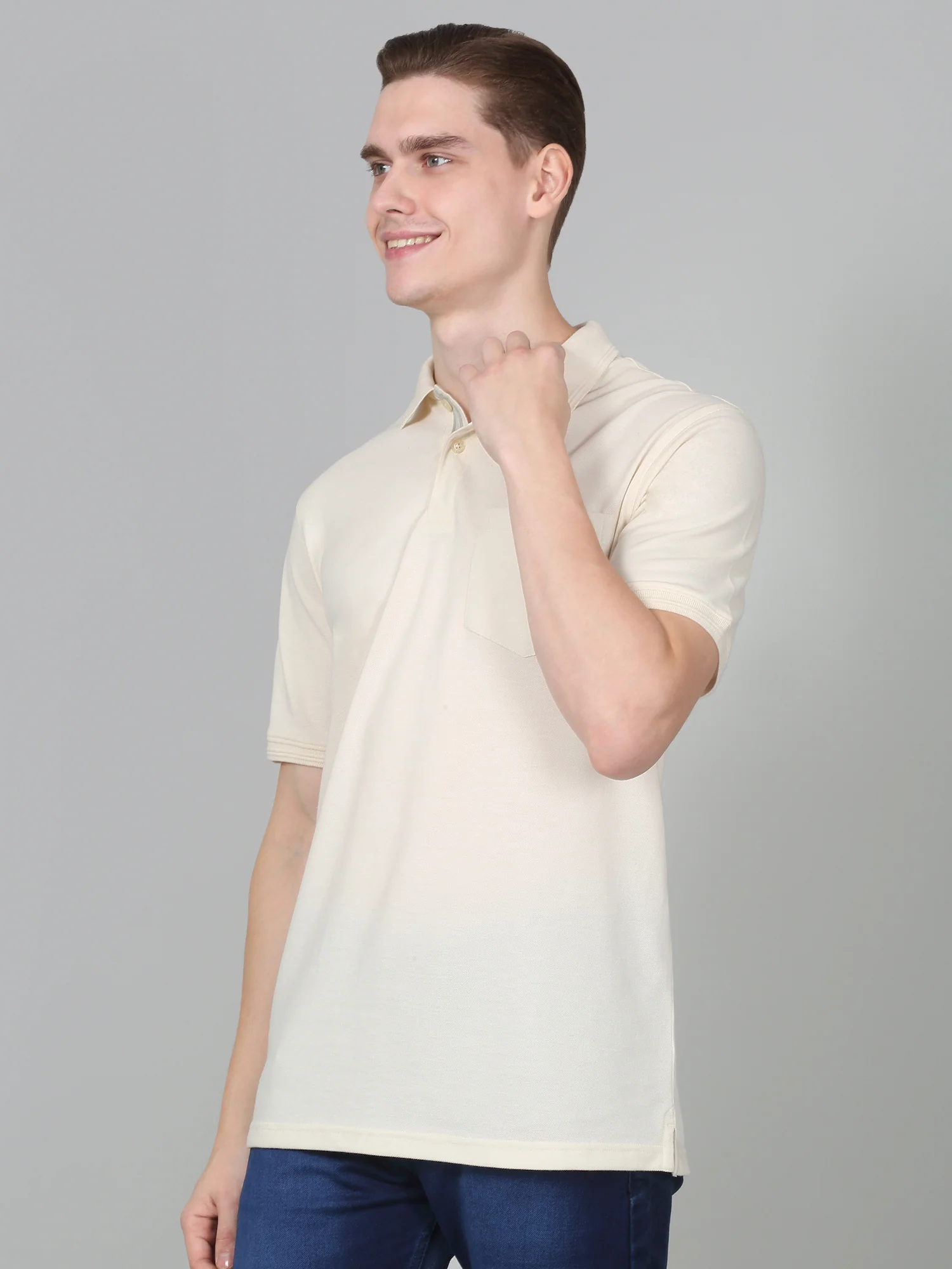 T-Shirt for Men | Breathable & Soft with Color Fastness Regular Fit Polo Neck Poly Cotton Fabric Solid Pattern - Image 6