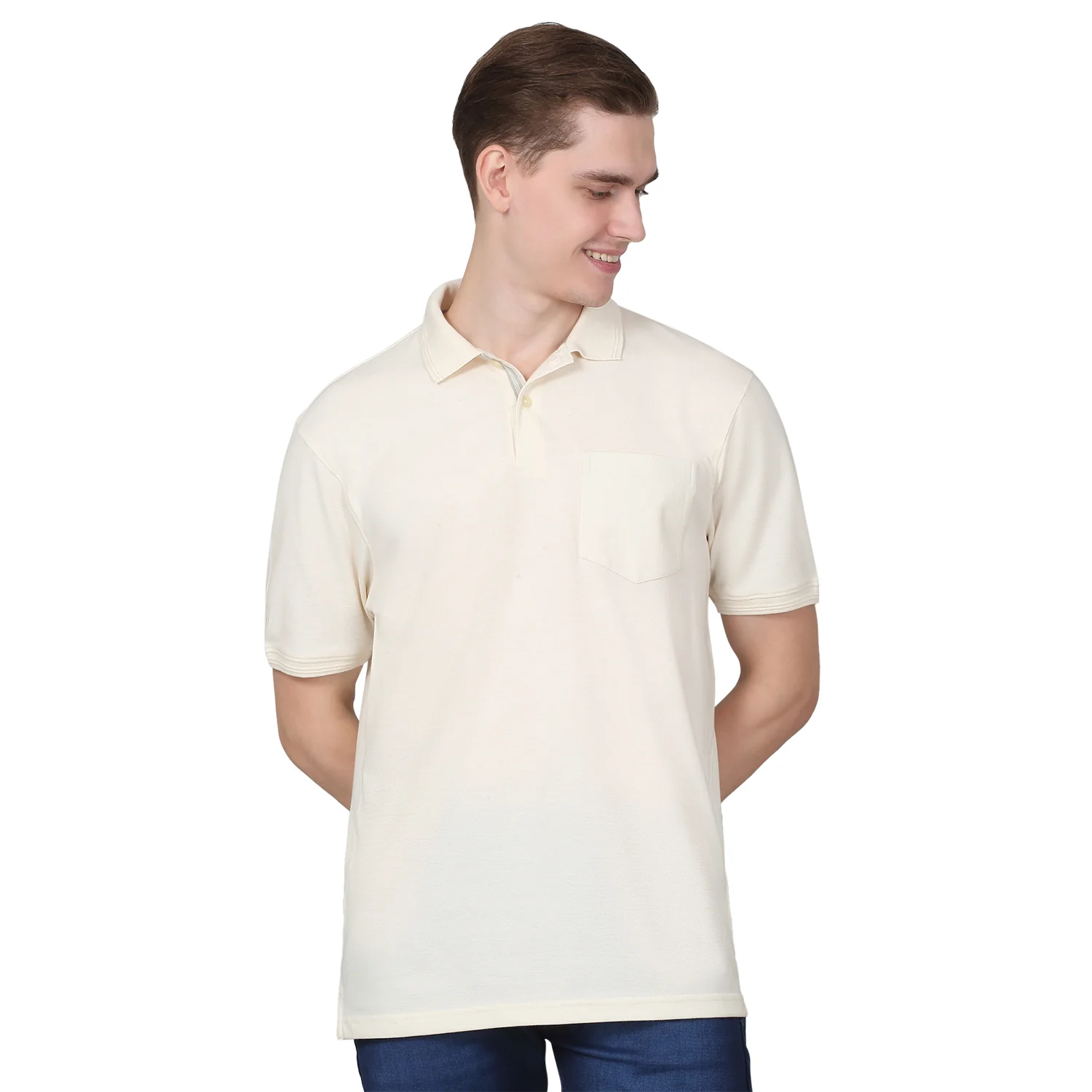 T-Shirt for Men | Breathable & Soft with Color Fastness Regular Fit Polo Neck Poly Cotton Fabric Solid Pattern - Image 9