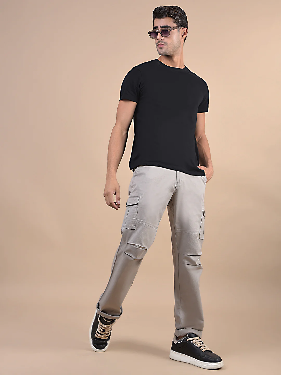 Men's Solid Ivory Regular Fit Casual Cargo - Image 6