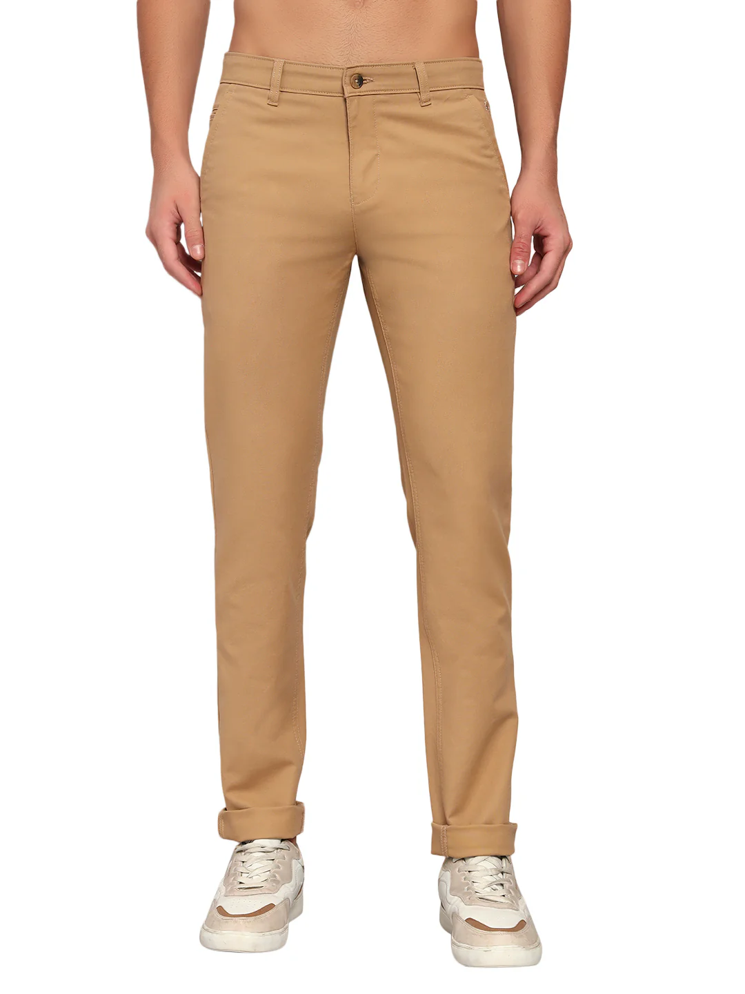 Casual Trouser for Men | Breathable & Soft with Color Fastness Regular Fit Cotton Blend Fabric Solid Pattern Button Closure - Image 3