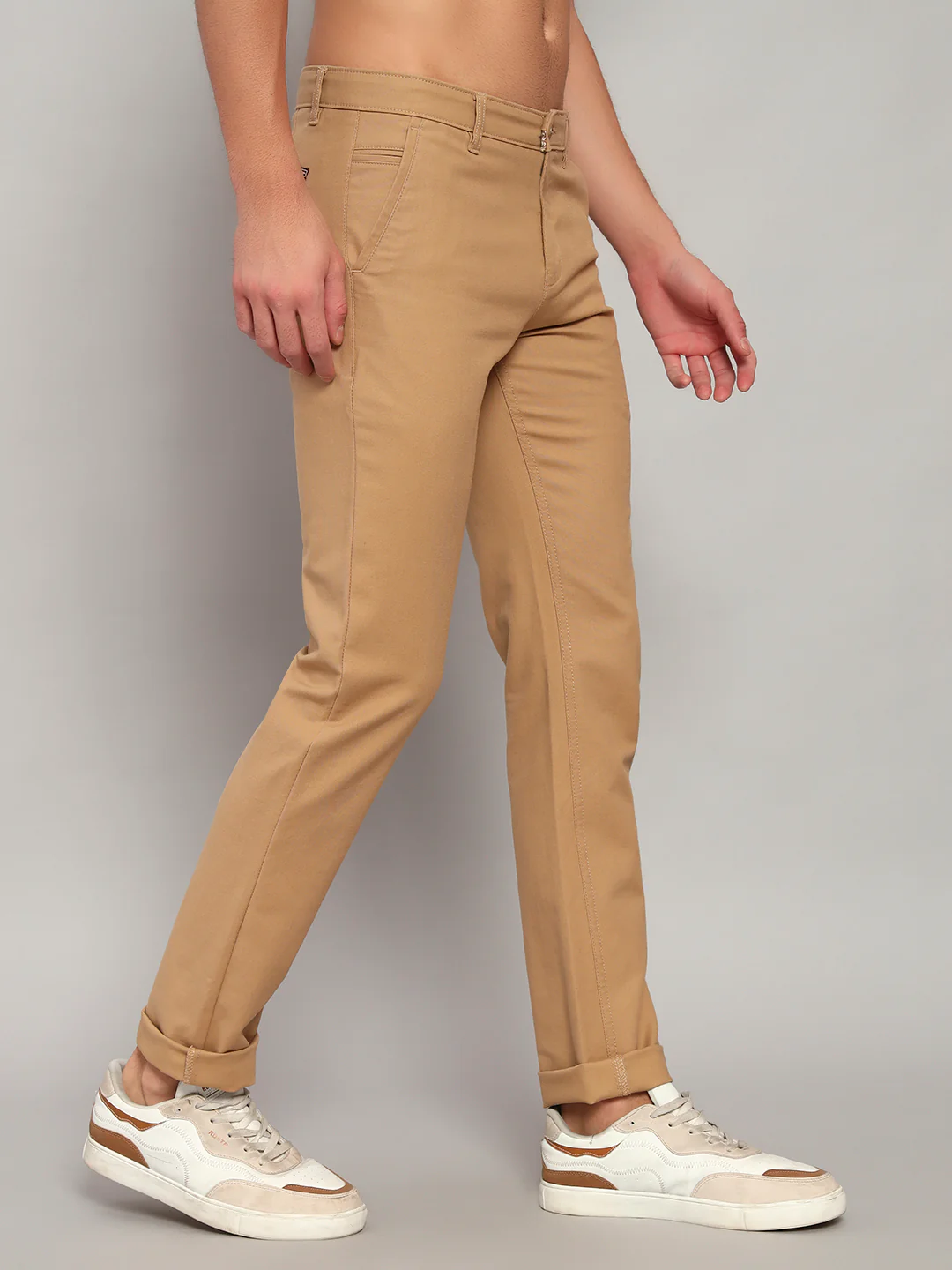Casual Trouser for Men | Breathable & Soft with Color Fastness Regular Fit Cotton Blend Fabric Solid Pattern Button Closure - Image 6