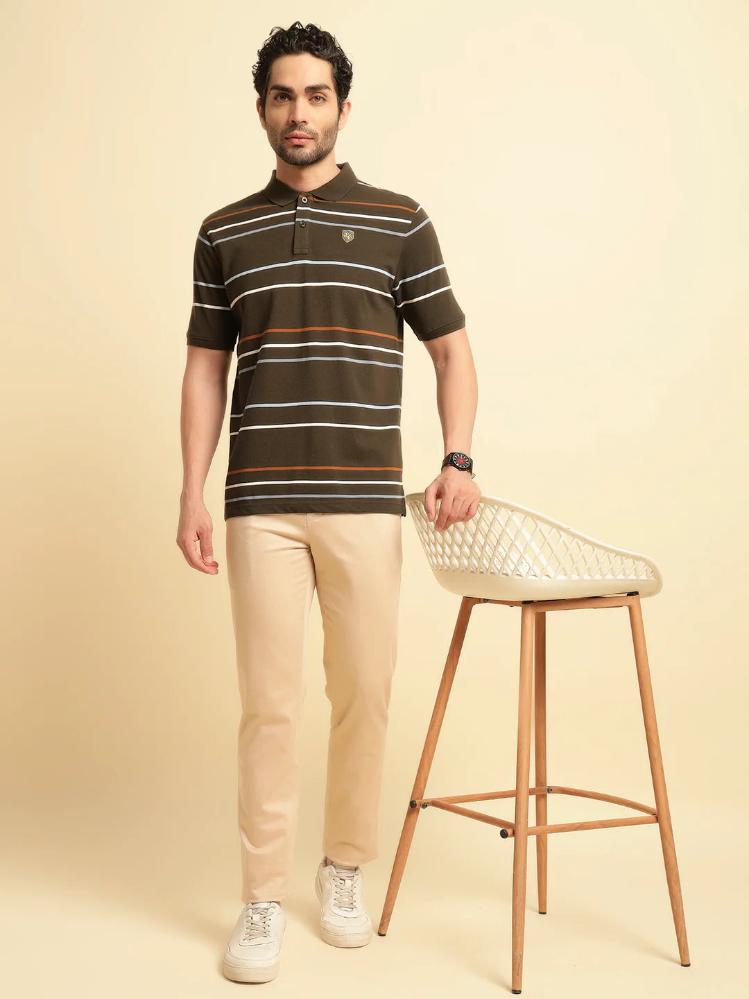 Casual Trouser for Men | Breathable & Soft with Color Fastness Regular Fit Cotton Blend Fabric Solid Pattern Button Closure - Image 3