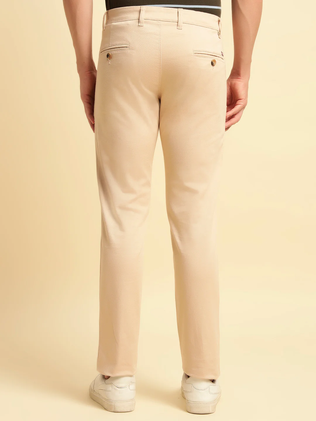 Casual Trouser for Men | Breathable & Soft with Color Fastness Regular Fit Cotton Blend Fabric Solid Pattern Button Closure - Image 4