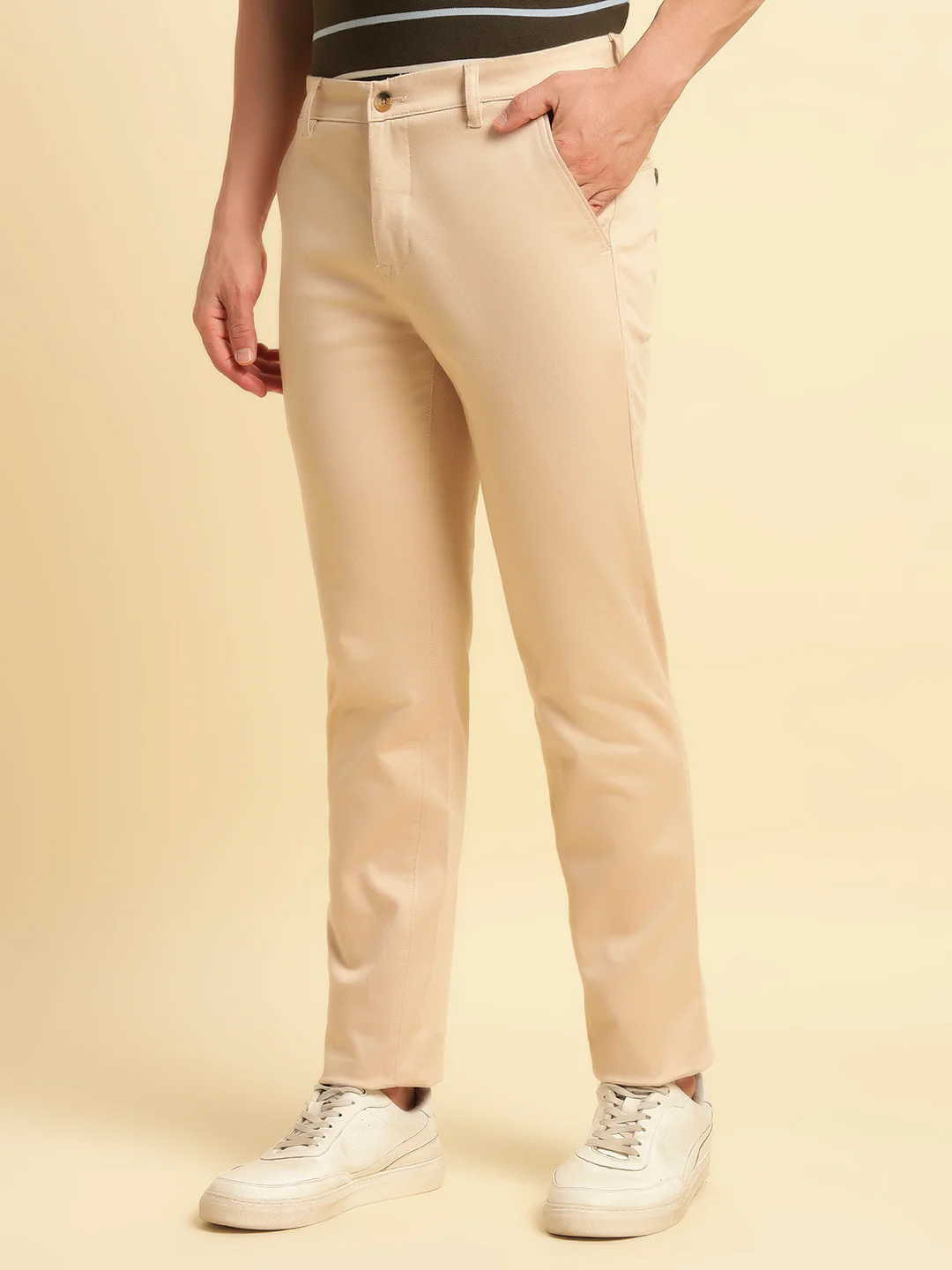 Casual Trouser for Men | Breathable & Soft with Color Fastness Regular Fit Cotton Blend Fabric Solid Pattern Button Closure - Image 7