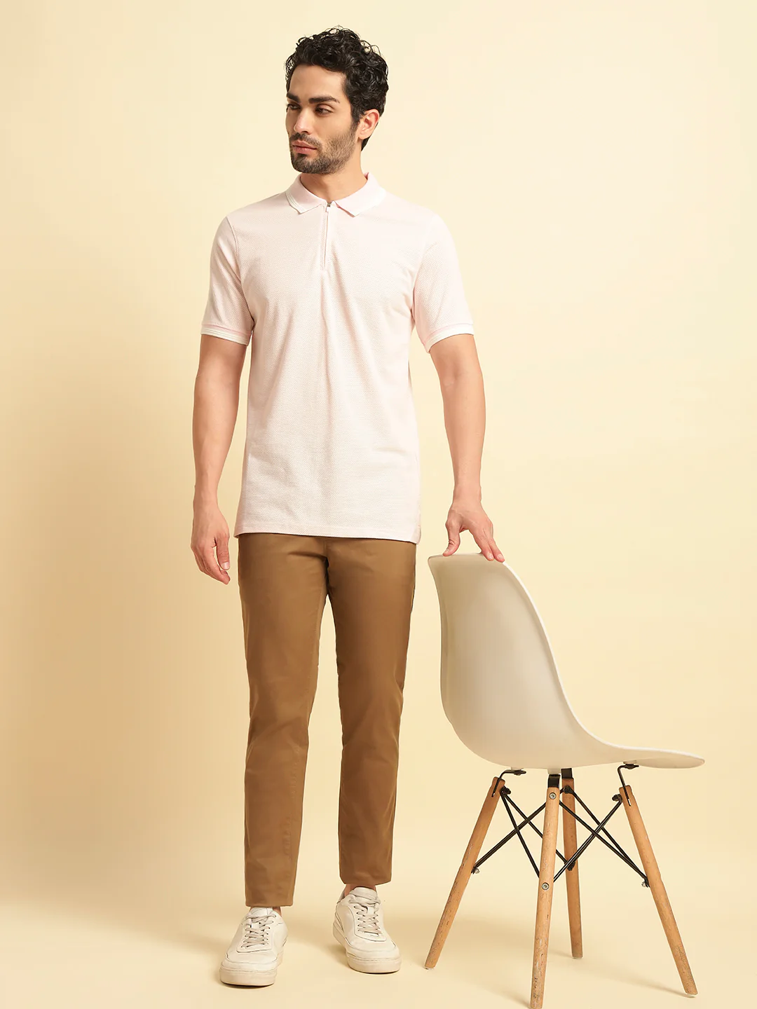 Casual Trouser for Men | Breathable & Soft with Color Fastness Regular Fit Cotton Blend Fabric Solid Pattern Button Closure - Image 3
