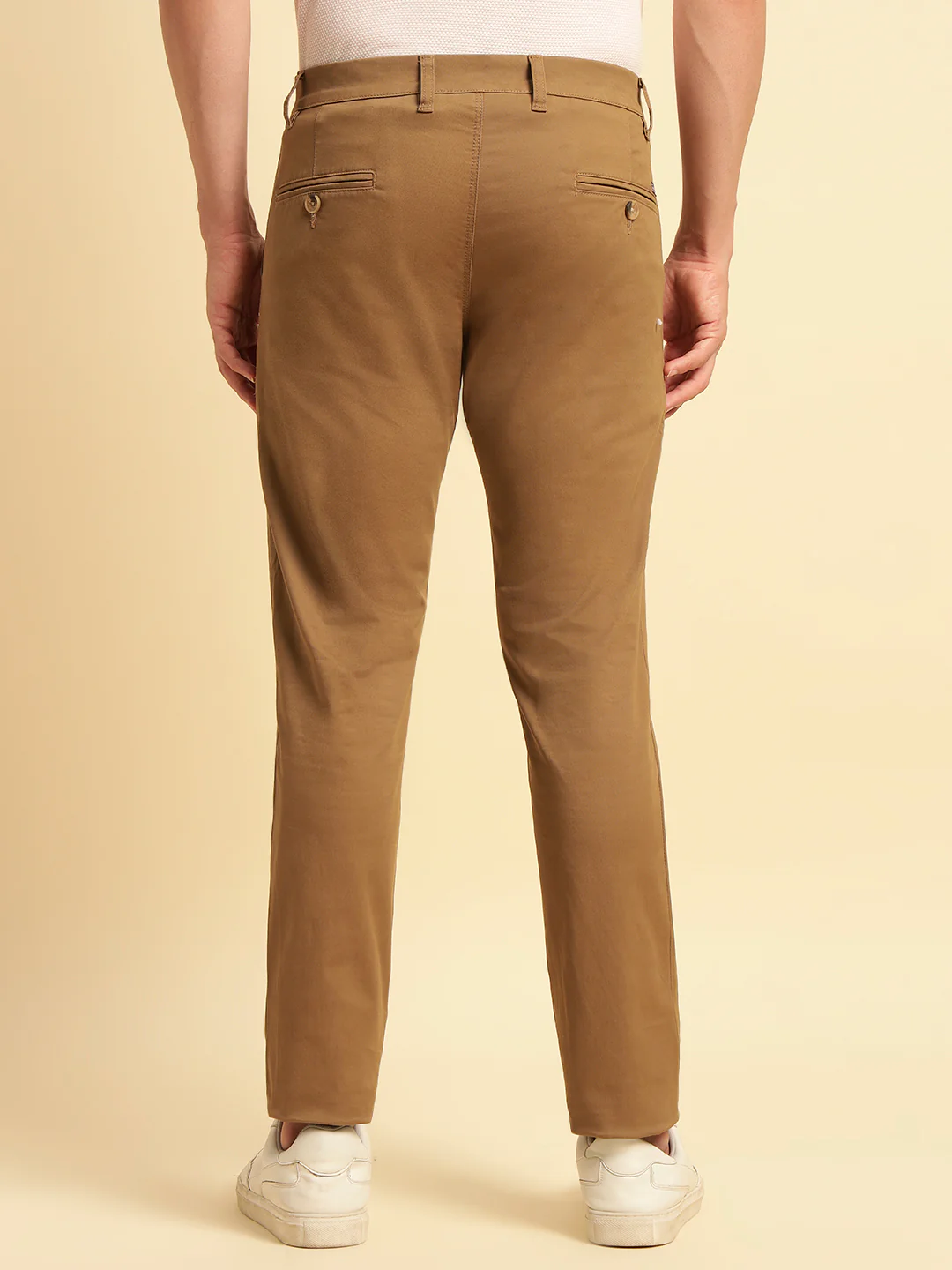 Casual Trouser for Men | Breathable & Soft with Color Fastness Regular Fit Cotton Blend Fabric Solid Pattern Button Closure - Image 4