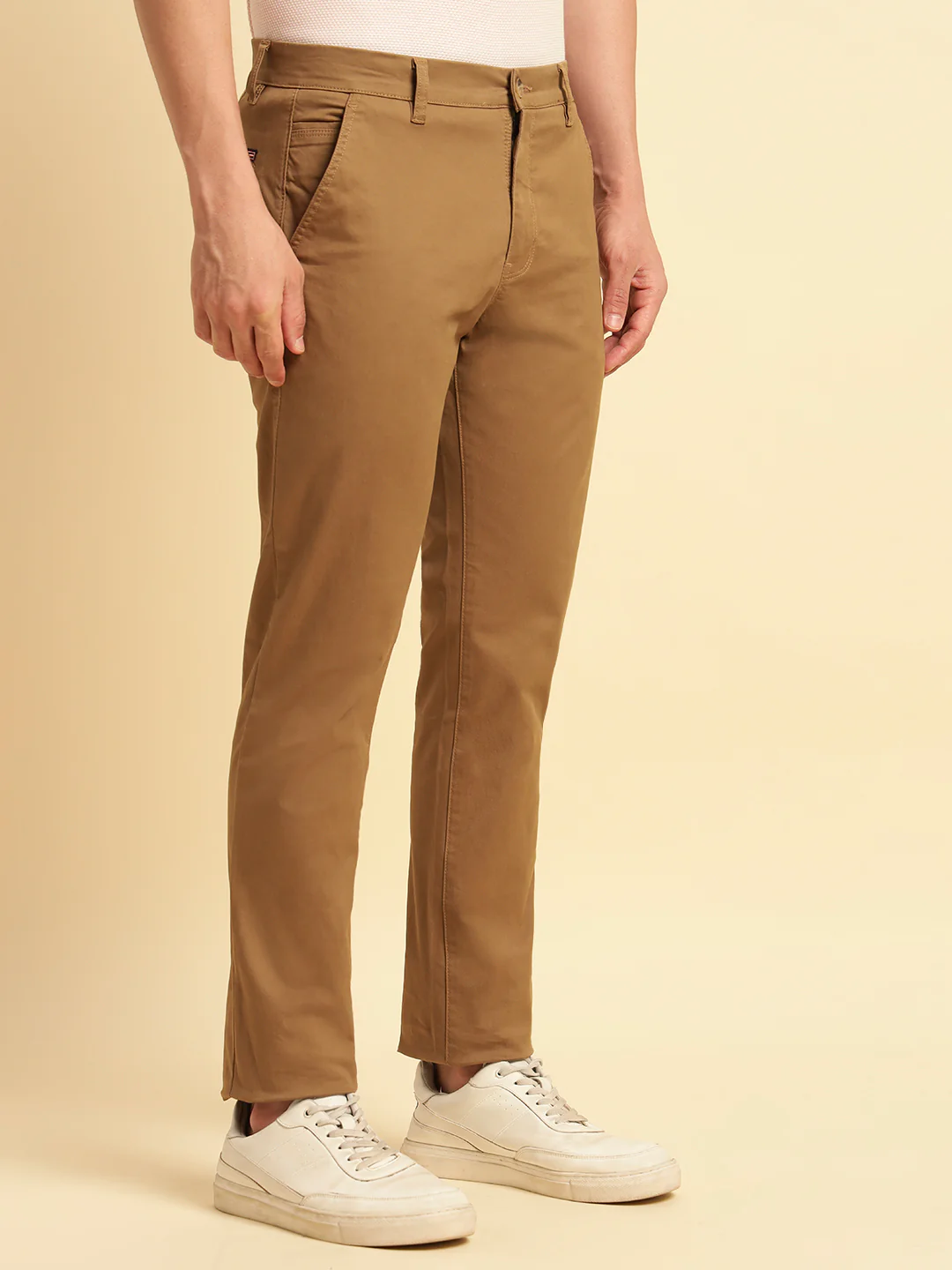 Casual Trouser for Men | Breathable & Soft with Color Fastness Regular Fit Cotton Blend Fabric Solid Pattern Button Closure - Image 6