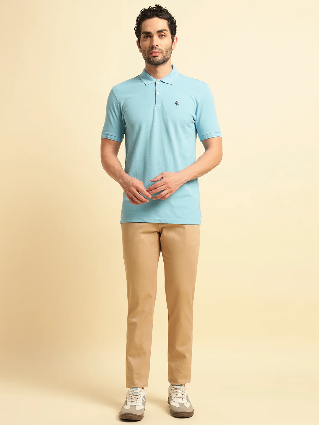 Casual Trouser for Men | Breathable & Soft with Color Fastness Regular Fit Cotton Blend Fabric Solid Pattern Button Closure - Image 2