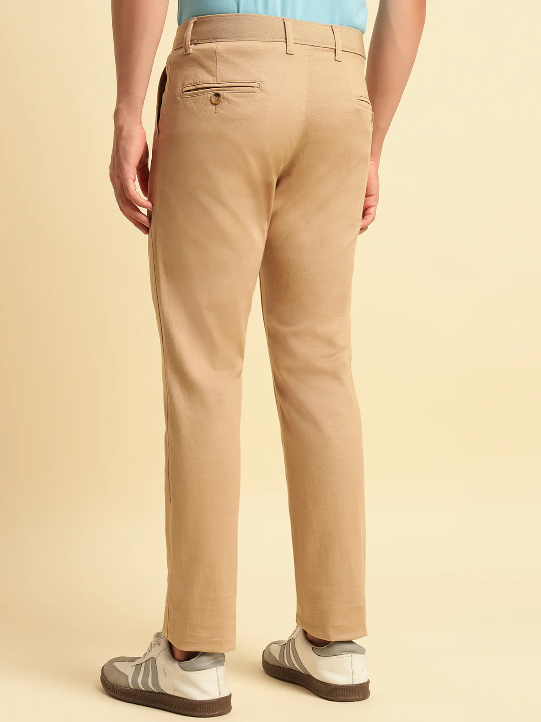 Casual Trouser for Men | Breathable & Soft with Color Fastness Regular Fit Cotton Blend Fabric Solid Pattern Button Closure - Image 4