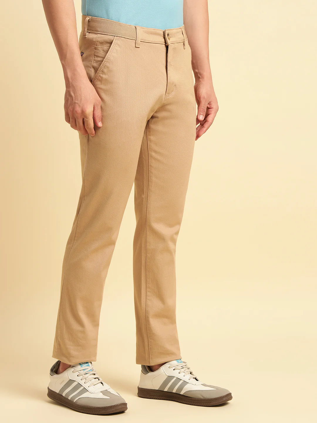 Casual Trouser for Men | Breathable & Soft with Color Fastness Regular Fit Cotton Blend Fabric Solid Pattern Button Closure - Image 6