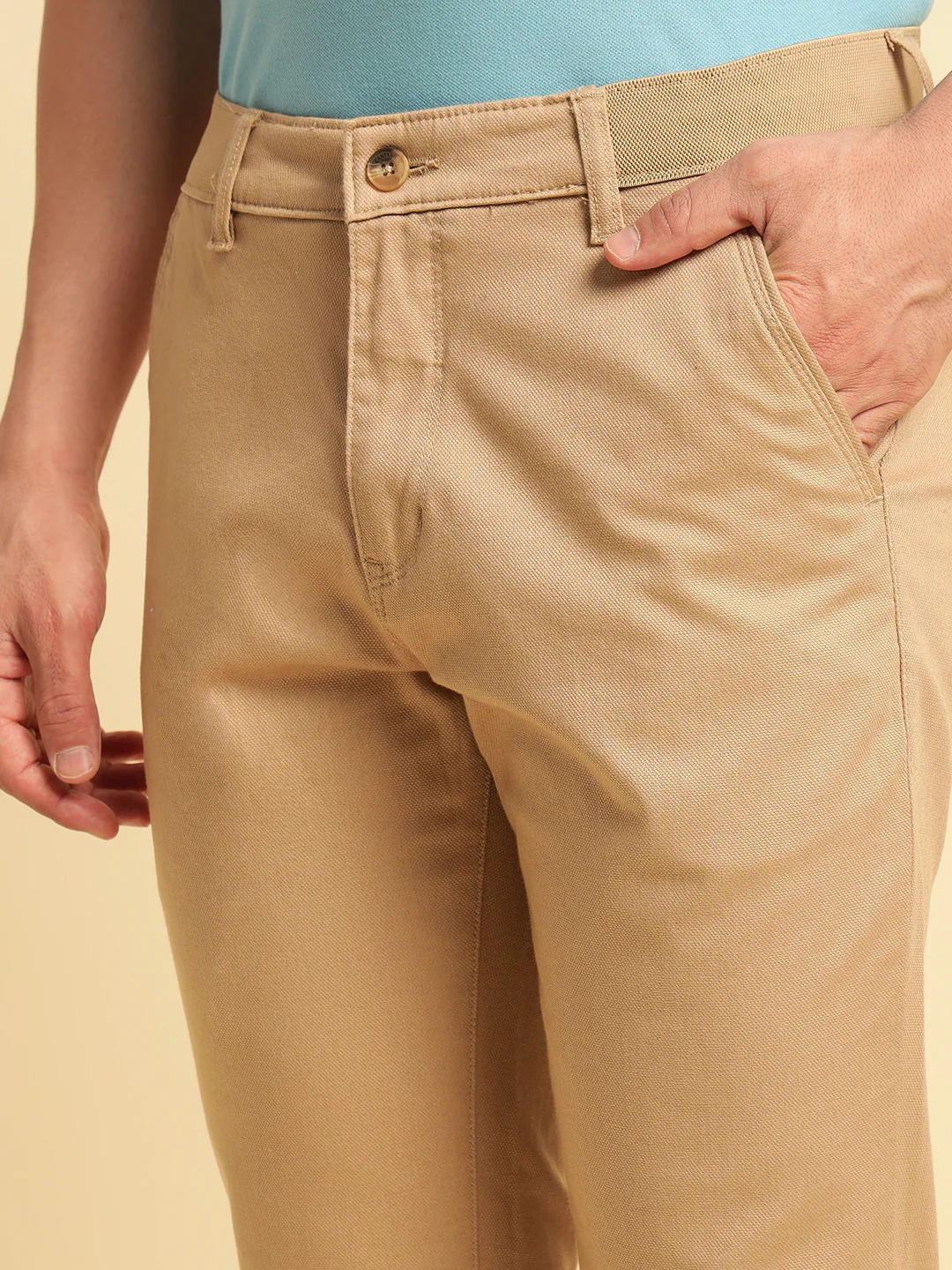 Casual Trouser for Men | Breathable & Soft with Color Fastness Regular Fit Cotton Blend Fabric Solid Pattern Button Closure - Image 8