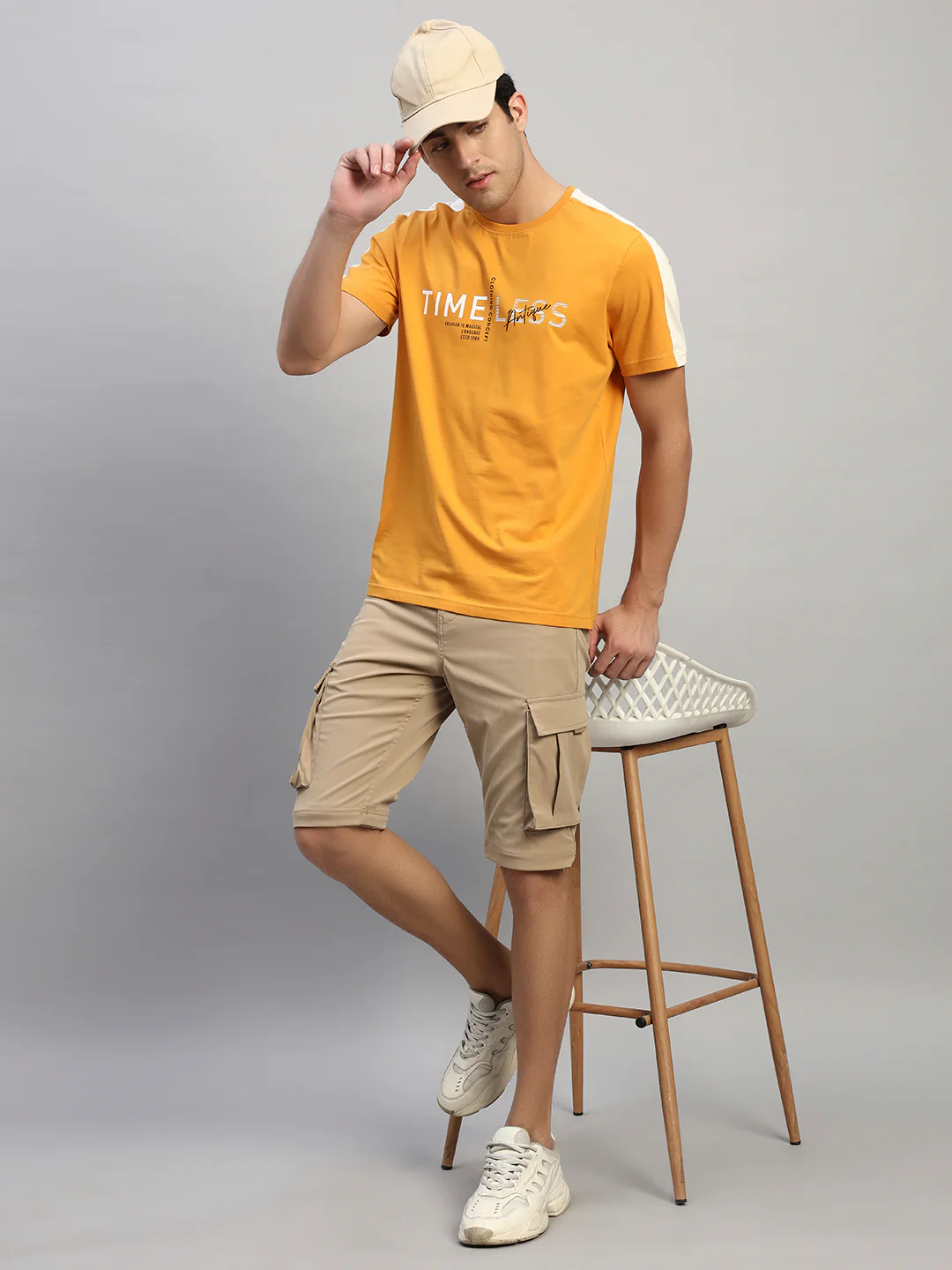 Men's Solid Khaki Regular Fit Casual Cargo - Image 10