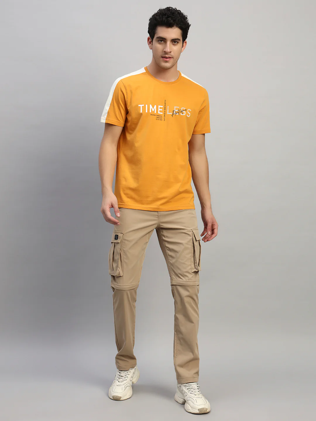 Men's Solid Khaki Regular Fit Casual Cargo - Image 11