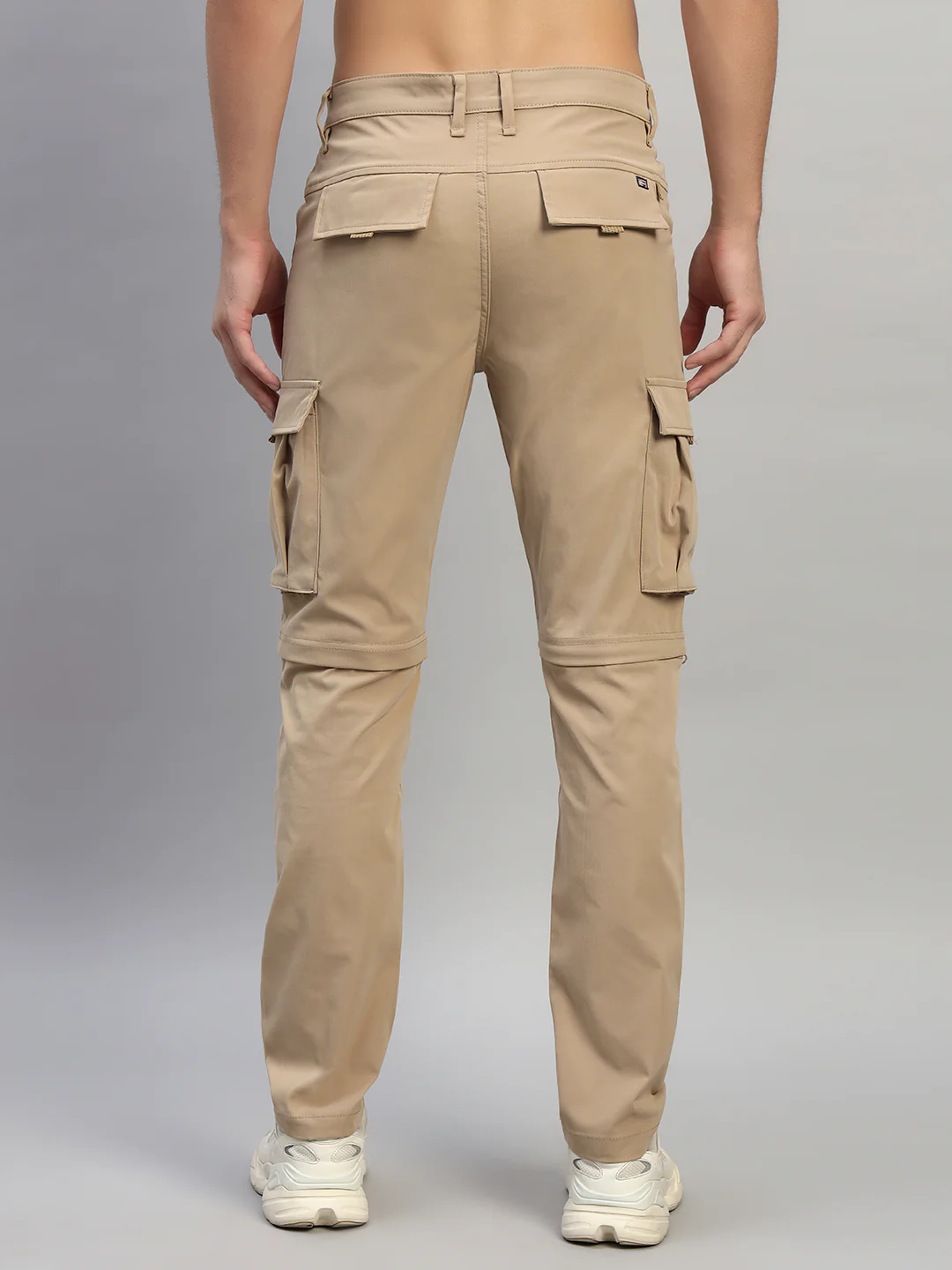 Men's Solid Khaki Regular Fit Casual Cargo - Image 2