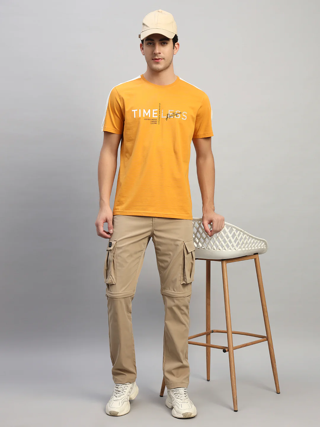 Men's Solid Khaki Regular Fit Casual Cargo - Image 8