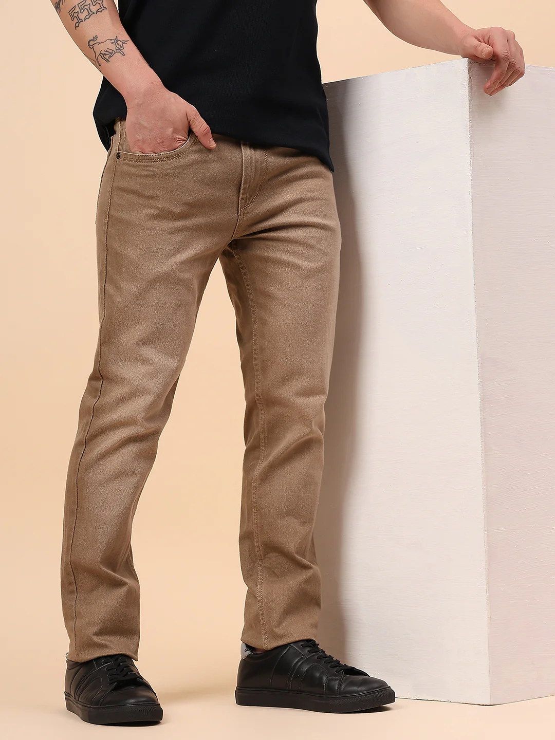 Denim Jeans for Men l Breathable & Soft with Color Fastness Slim Fit Cotton Fabric Solid Pattern Button Closure - Image 3