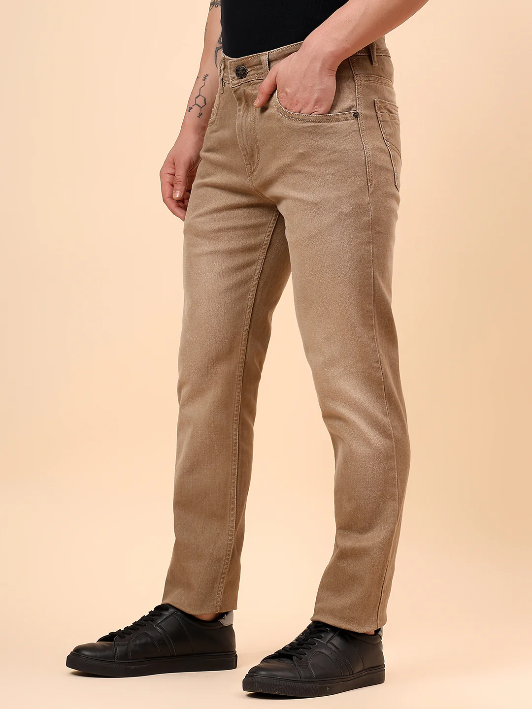 Denim Jeans for Men l Breathable & Soft with Color Fastness Slim Fit Cotton Fabric Solid Pattern Button Closure - Image 5