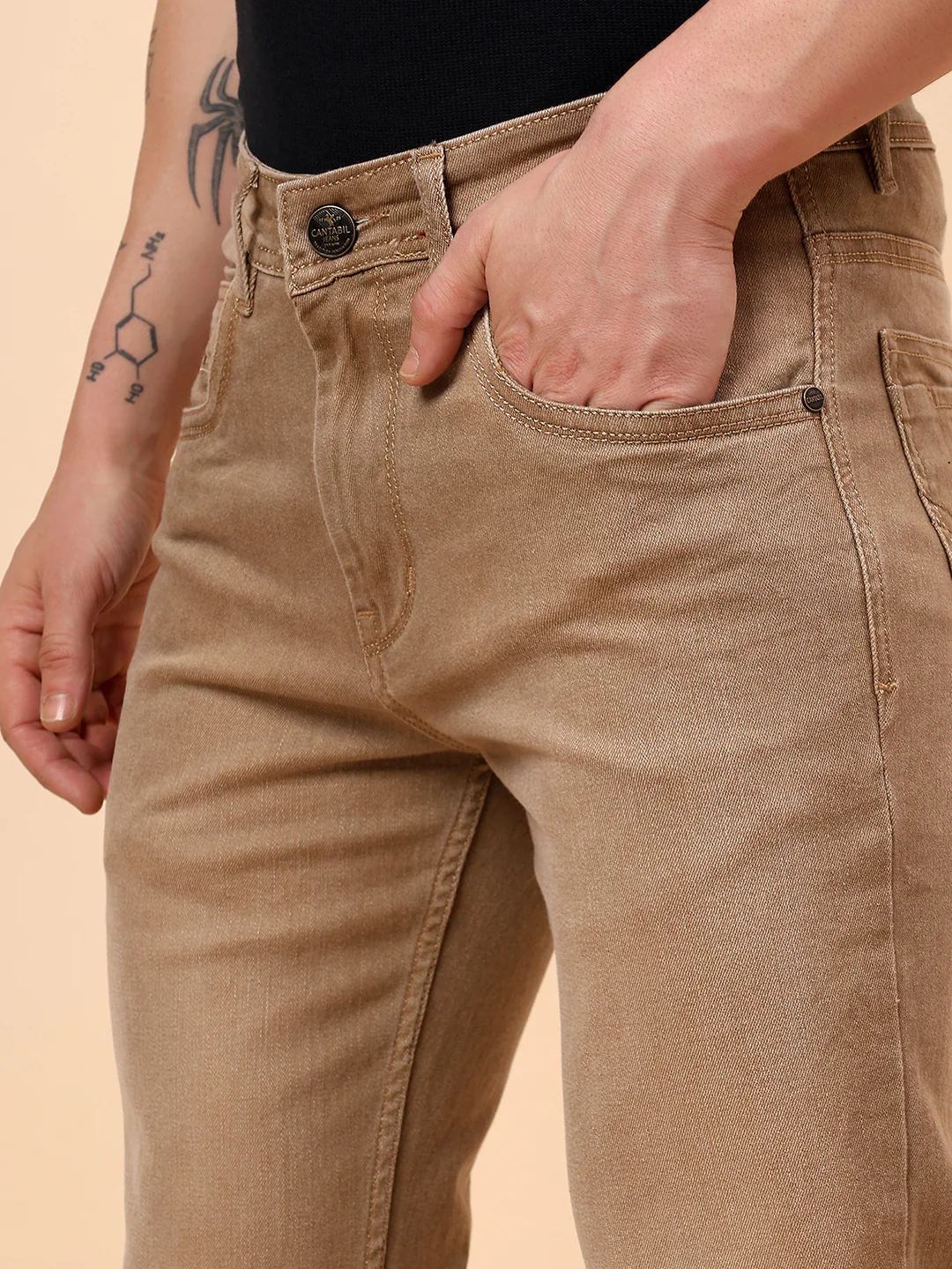 Denim Jeans for Men l Breathable & Soft with Color Fastness Slim Fit Cotton Fabric Solid Pattern Button Closure - Image 8