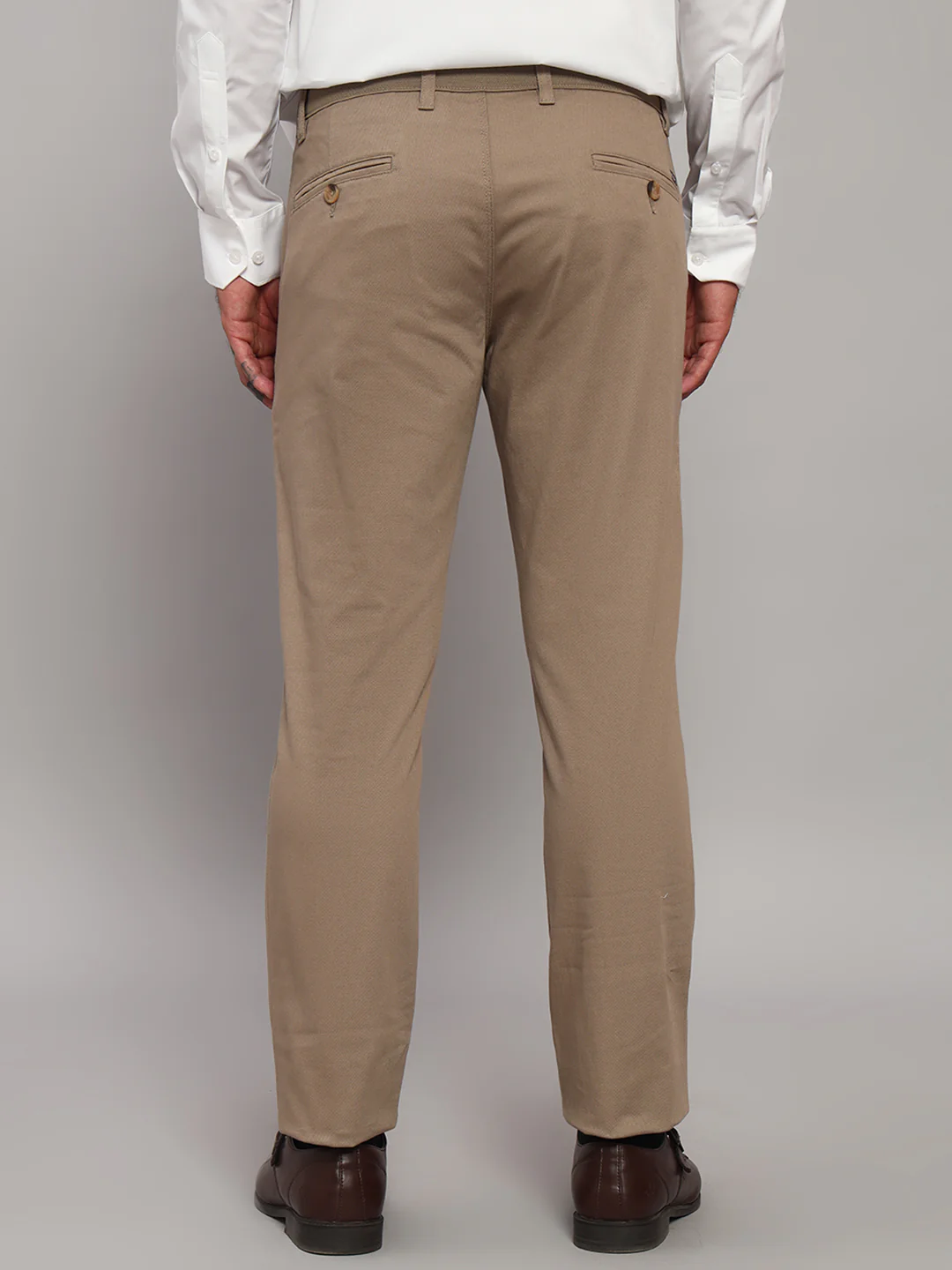 Casual Trouser for Men | Breathable & Soft with Color Fastness Regular Fit Cotton Blend Fabric Solid Pattern Button Closure - Image 2