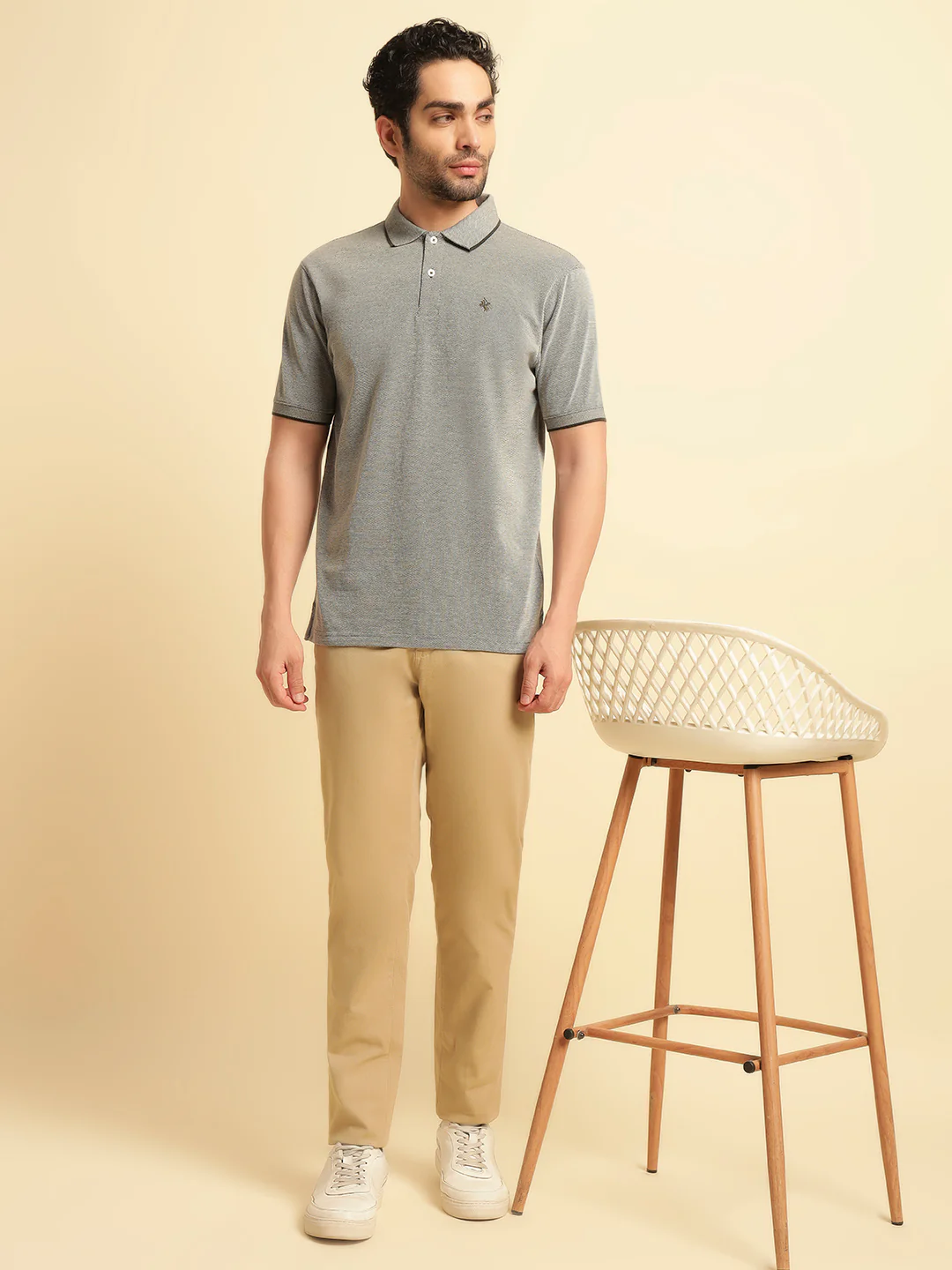 Casual Trouser for Men | Breathable & Soft with Color Fastness Regular Fit Cotton Blend Fabric Solid Pattern Button Closure - Image 3