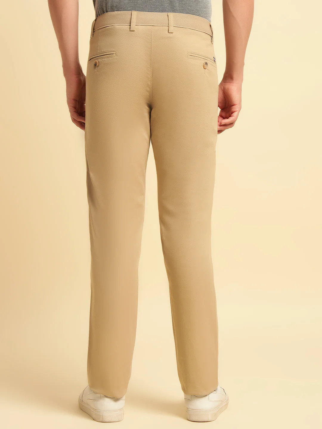 Casual Trouser for Men | Breathable & Soft with Color Fastness Regular Fit Cotton Blend Fabric Solid Pattern Button Closure - Image 4