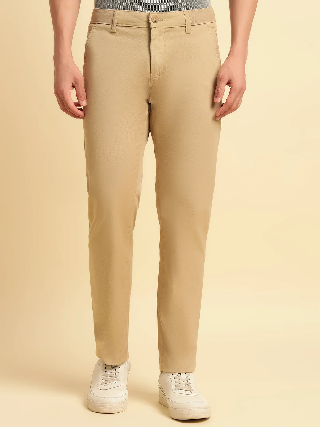 Casual Trouser for Men | Breathable & Soft with Color Fastness Regular Fit Cotton Blend Fabric Solid Pattern Button Closure - Image 5