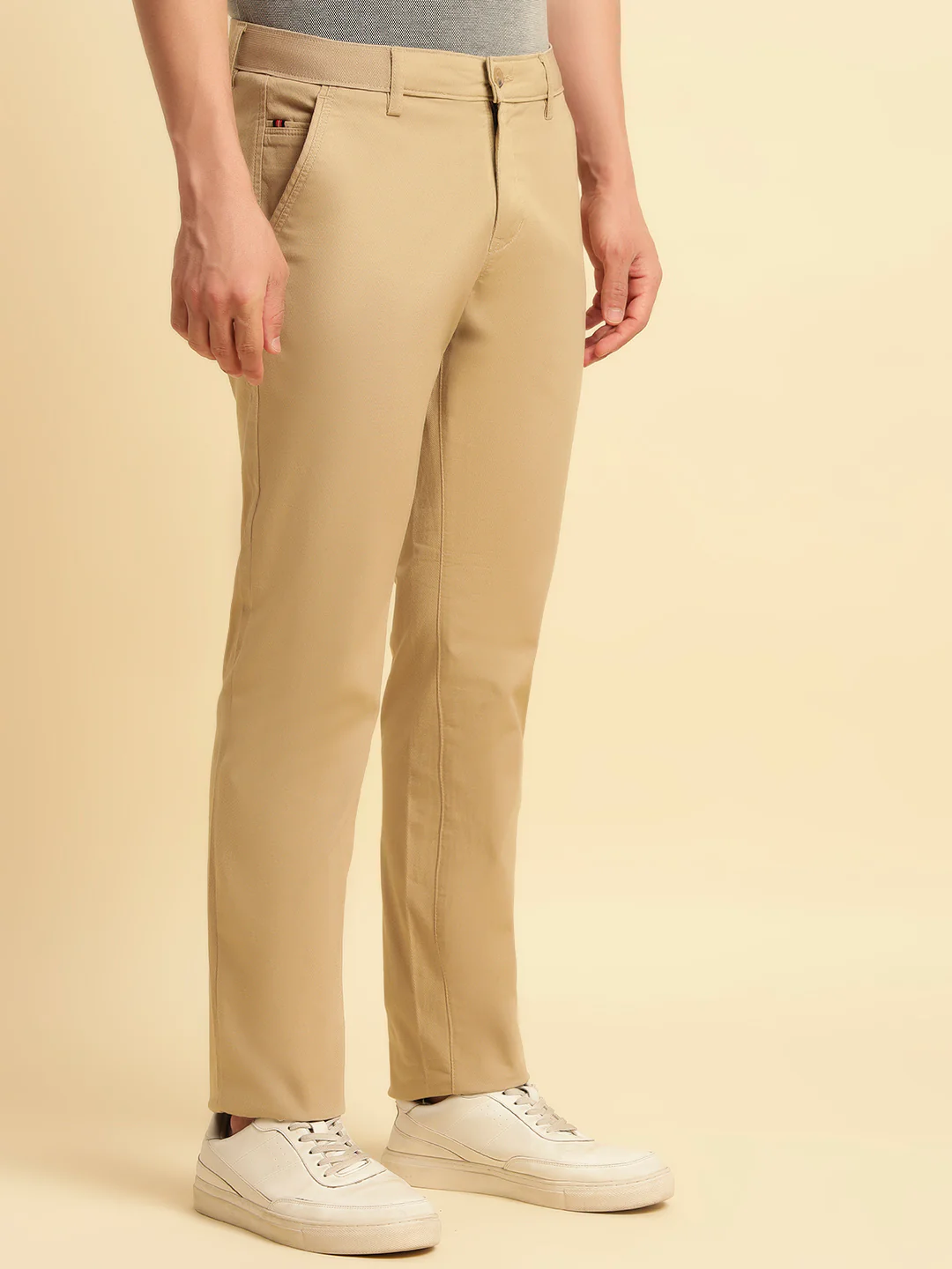 Casual Trouser for Men | Breathable & Soft with Color Fastness Regular Fit Cotton Blend Fabric Solid Pattern Button Closure - Image 6