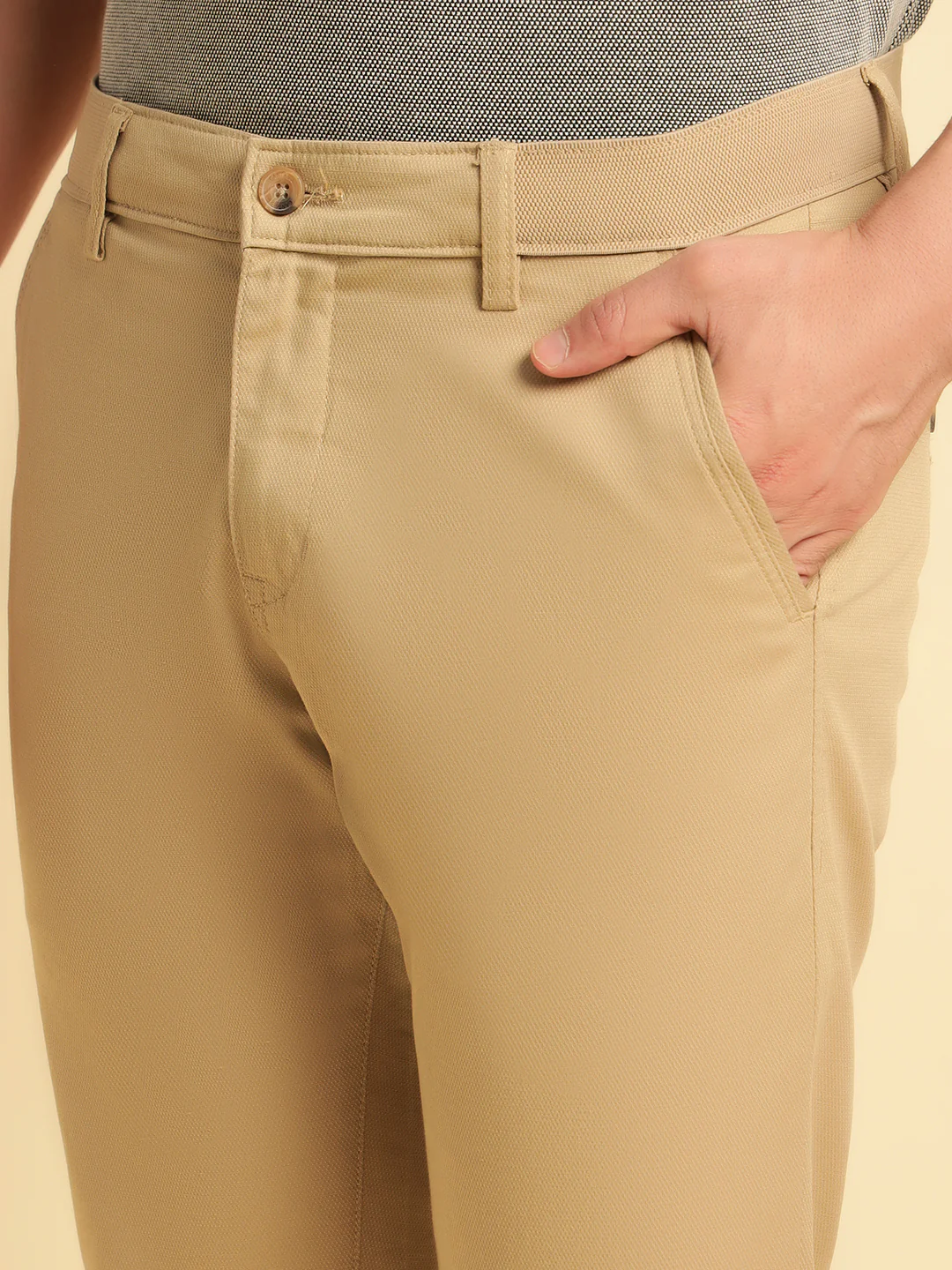 Casual Trouser for Men | Breathable & Soft with Color Fastness Regular Fit Cotton Blend Fabric Solid Pattern Button Closure - Image 8