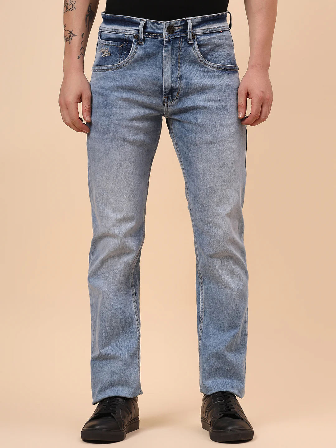Denim Jeans for Men l Breathable & Soft with Color Fastness Straight Fit Cotton Fabric Solid Pattern Button Closure - Image 4