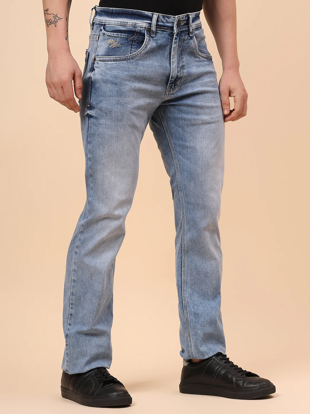Denim Jeans for Men l Breathable & Soft with Color Fastness Straight Fit Cotton Fabric Solid Pattern Button Closure - Image 6