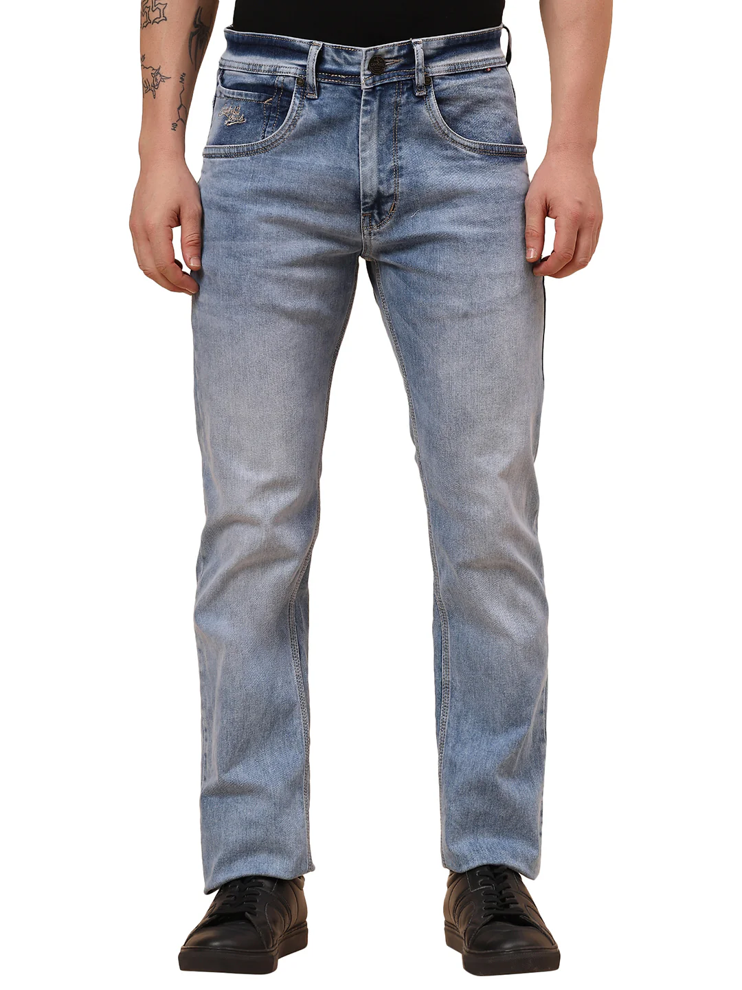 Denim Jeans for Men l Breathable & Soft with Color Fastness Straight Fit Cotton Fabric Solid Pattern Button Closure - Image 9