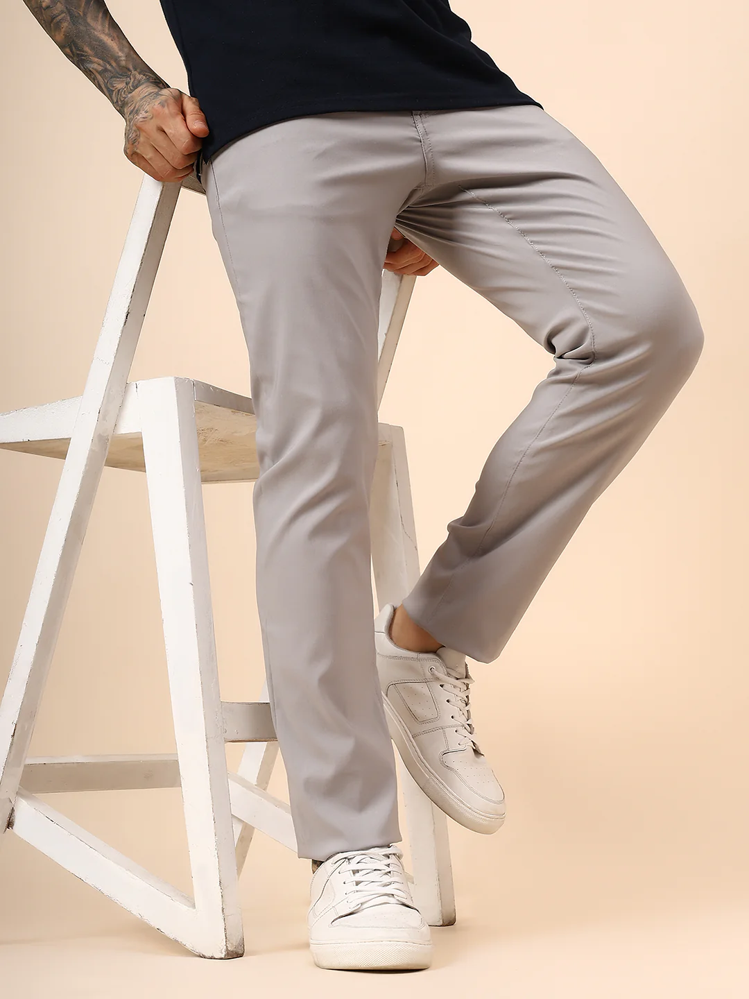 Casual Trouser for Men | Breathable & Soft with Color Fastness Regular Fit Spandex Fabric Solid Pattern Button Closure - Image 2
