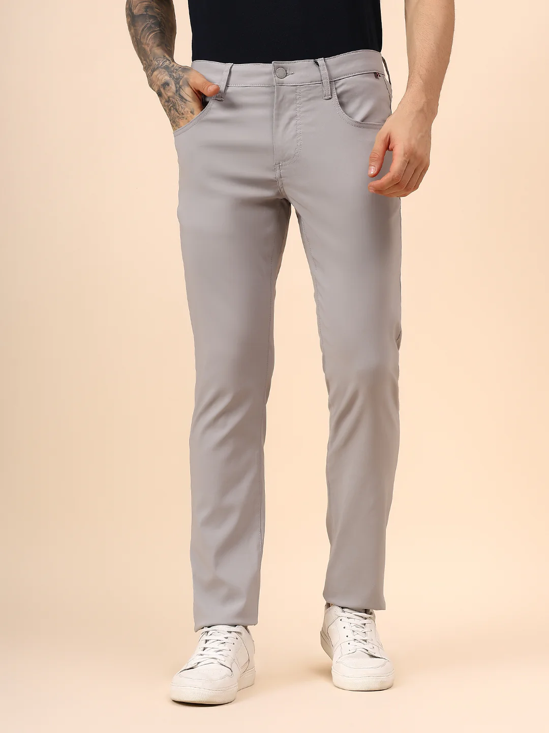 Casual Trouser for Men | Breathable & Soft with Color Fastness Regular Fit Spandex Fabric Solid Pattern Button Closure - Image 3