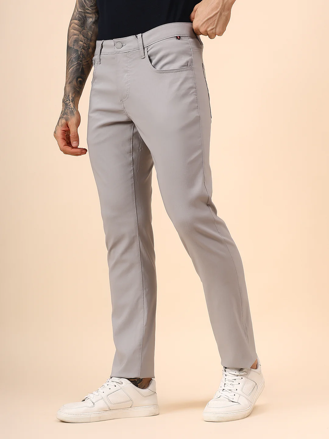Casual Trouser for Men | Breathable & Soft with Color Fastness Regular Fit Spandex Fabric Solid Pattern Button Closure - Image 4