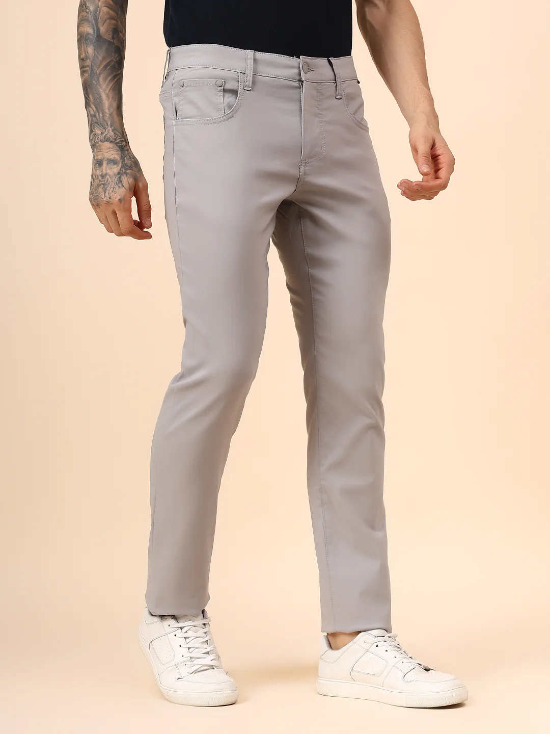 Casual Trouser for Men | Breathable & Soft with Color Fastness Regular Fit Spandex Fabric Solid Pattern Button Closure - Image 5