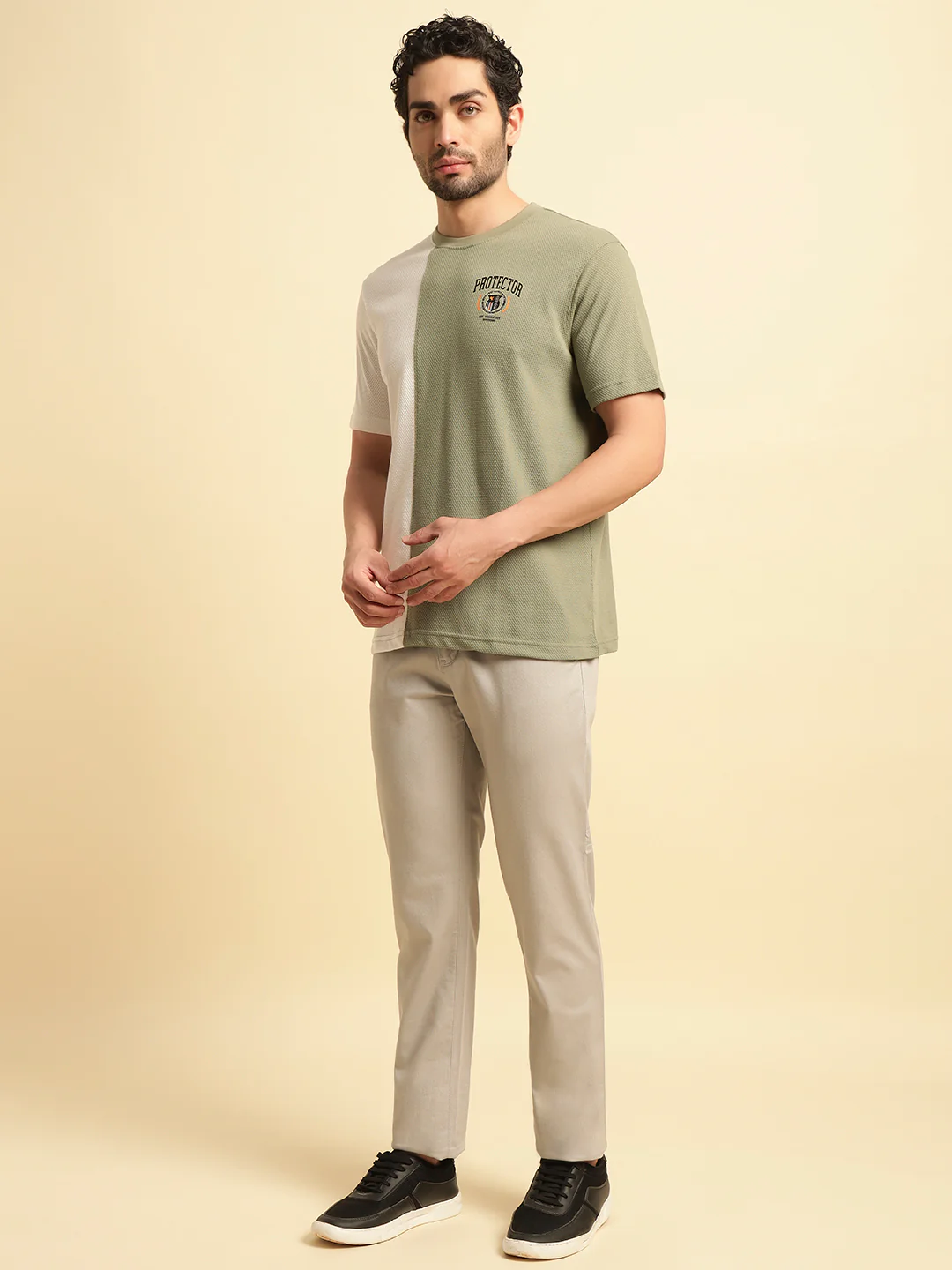 Casual Trouser for Men | Breathable & Soft with Color Fastness Regular Fit Cotton Blend Fabric Solid Pattern Button Closure - Image 2