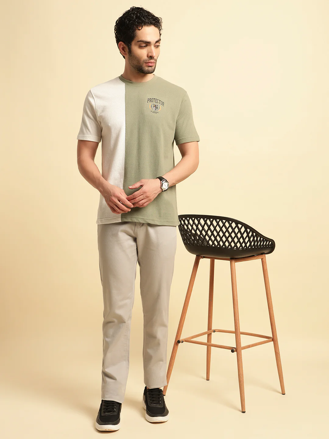 Casual Trouser for Men | Breathable & Soft with Color Fastness Regular Fit Cotton Blend Fabric Solid Pattern Button Closure - Image 3
