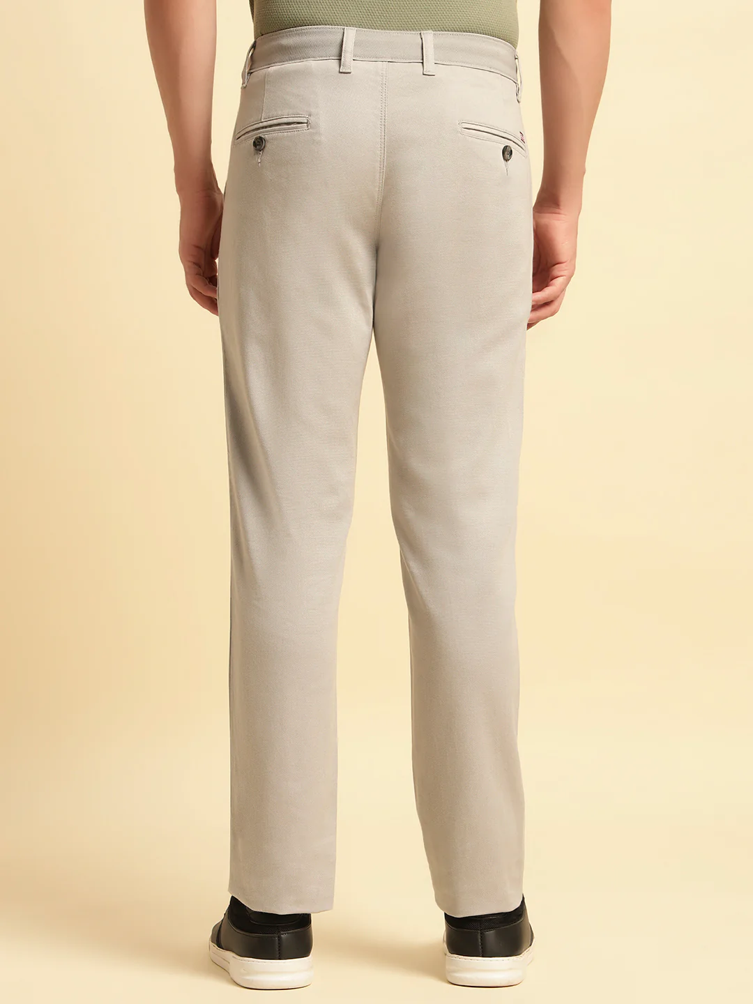 Casual Trouser for Men | Breathable & Soft with Color Fastness Regular Fit Cotton Blend Fabric Solid Pattern Button Closure - Image 4