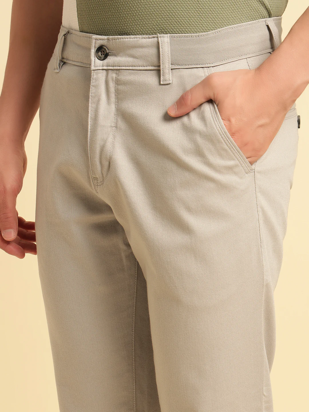 Casual Trouser for Men | Breathable & Soft with Color Fastness Regular Fit Cotton Blend Fabric Solid Pattern Button Closure - Image 8