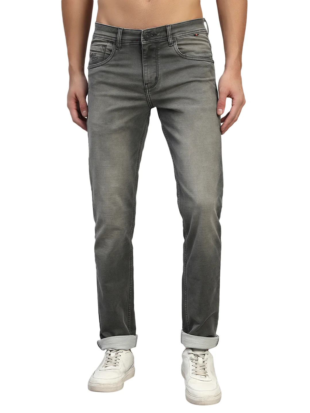 Denim Jeans for Men l Breathable & Soft with Color Fastness Ultra Narrow Fit Cotton Fabric Solid Pattern Button Closure - Image 3