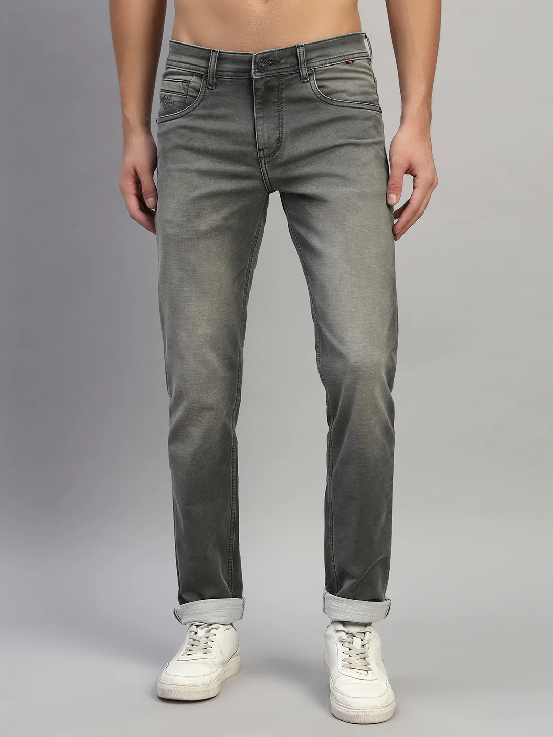 Denim Jeans for Men l Breathable & Soft with Color Fastness Ultra Narrow Fit Cotton Fabric Solid Pattern Button Closure - Image 4