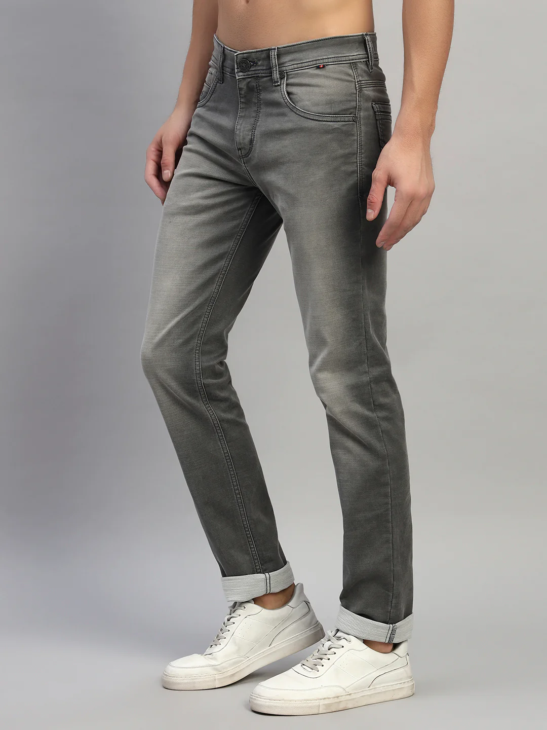 Denim Jeans for Men l Breathable & Soft with Color Fastness Ultra Narrow Fit Cotton Fabric Solid Pattern Button Closure - Image 5