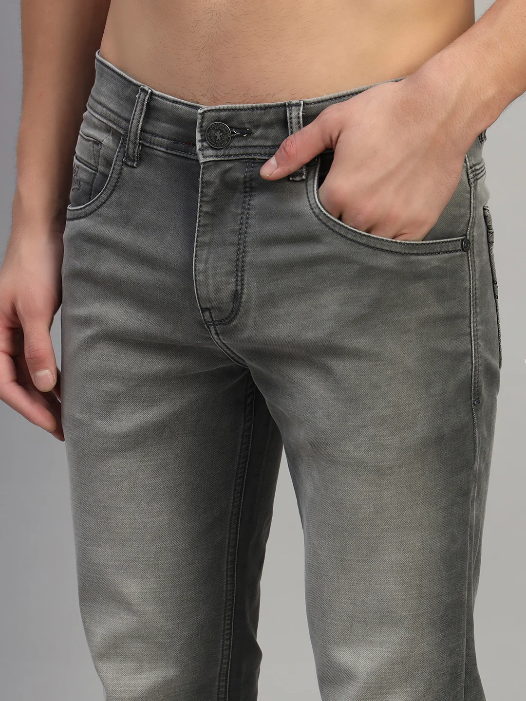 Denim Jeans for Men l Breathable & Soft with Color Fastness Ultra Narrow Fit Cotton Fabric Solid Pattern Button Closure - Image 7