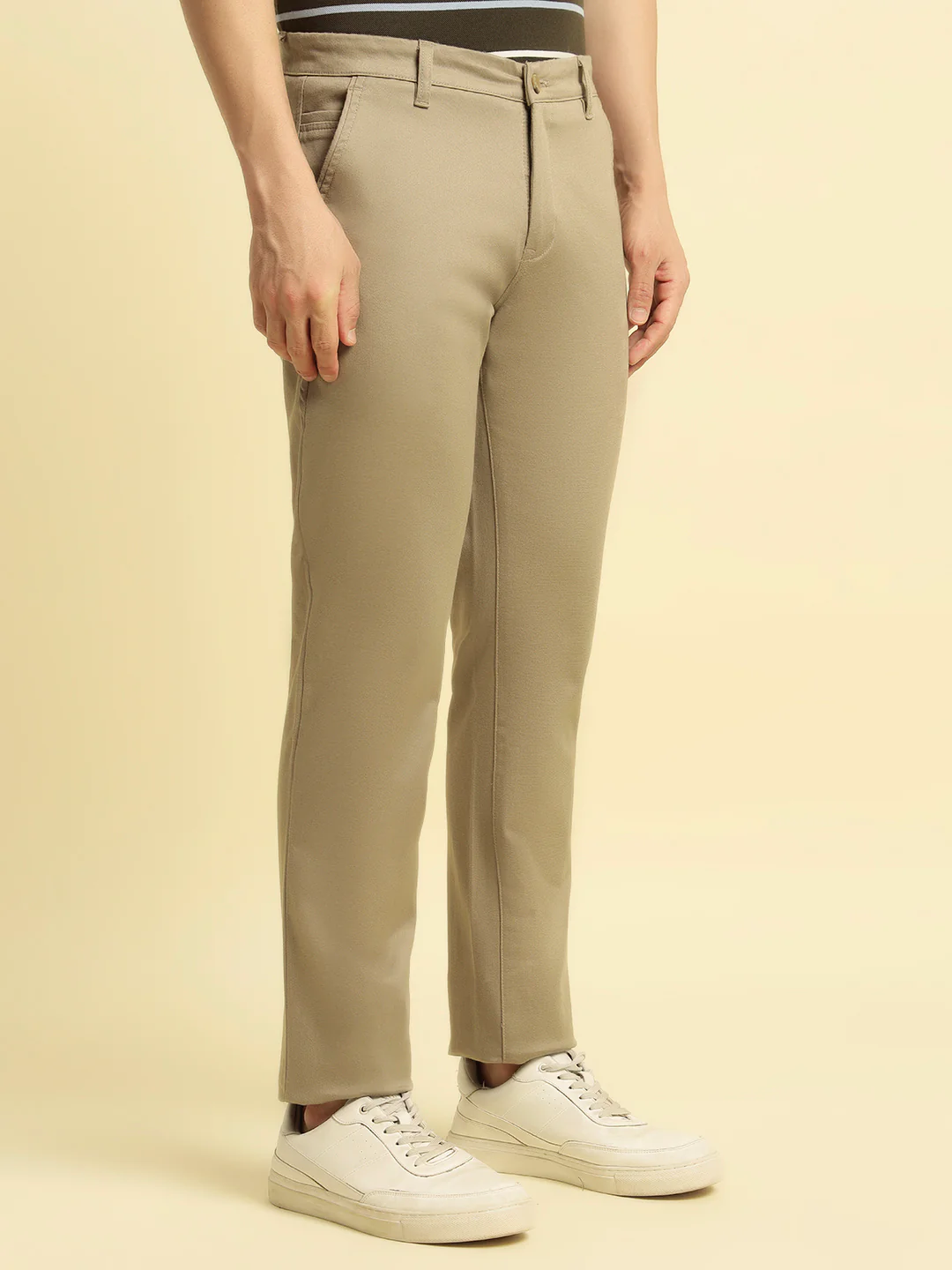 Casual Trouser for Men | Breathable & Soft with Color Fastness Regular Fit Cotton Blend Fabric Solid Pattern Button Closure - Image 6