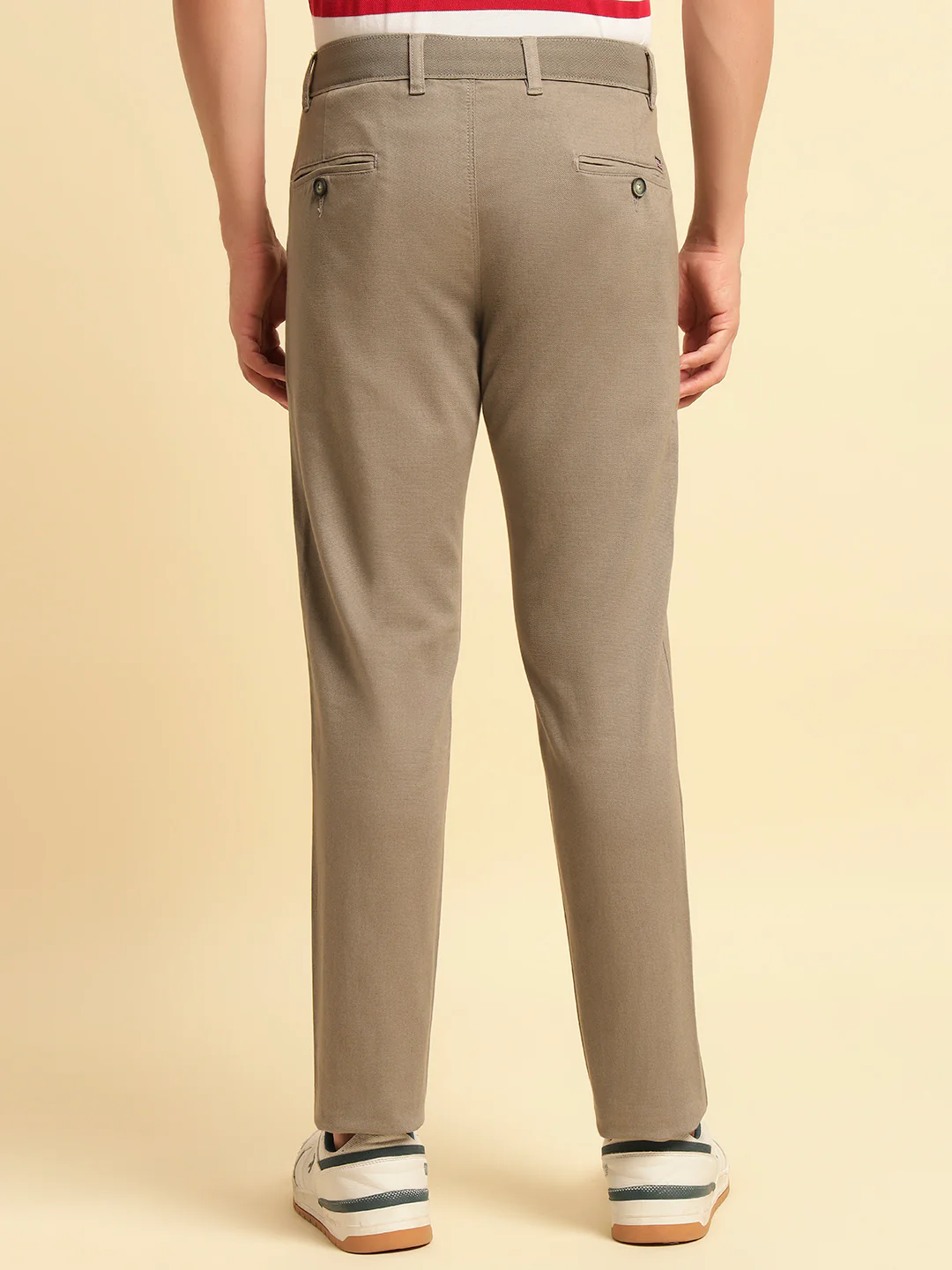 Casual Trouser for Men | Breathable & Soft with Color Fastness Regular Fit Cotton Blend Fabric Solid Pattern Button Closure - Image 4