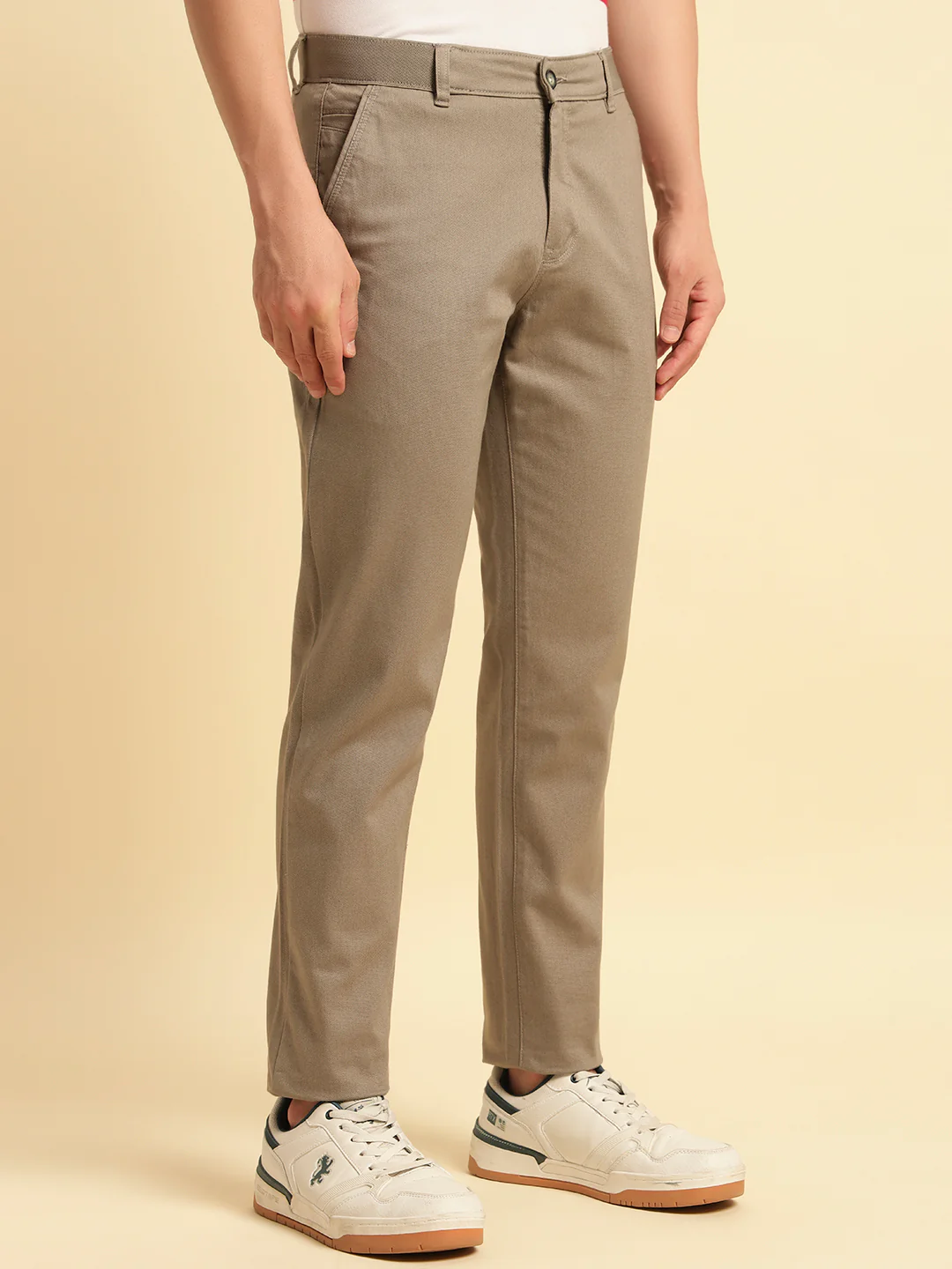 Casual Trouser for Men | Breathable & Soft with Color Fastness Regular Fit Cotton Blend Fabric Solid Pattern Button Closure - Image 6