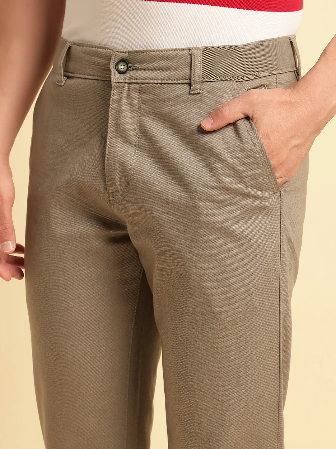 Casual Trouser for Men | Breathable & Soft with Color Fastness Regular Fit Cotton Blend Fabric Solid Pattern Button Closure - Image 8