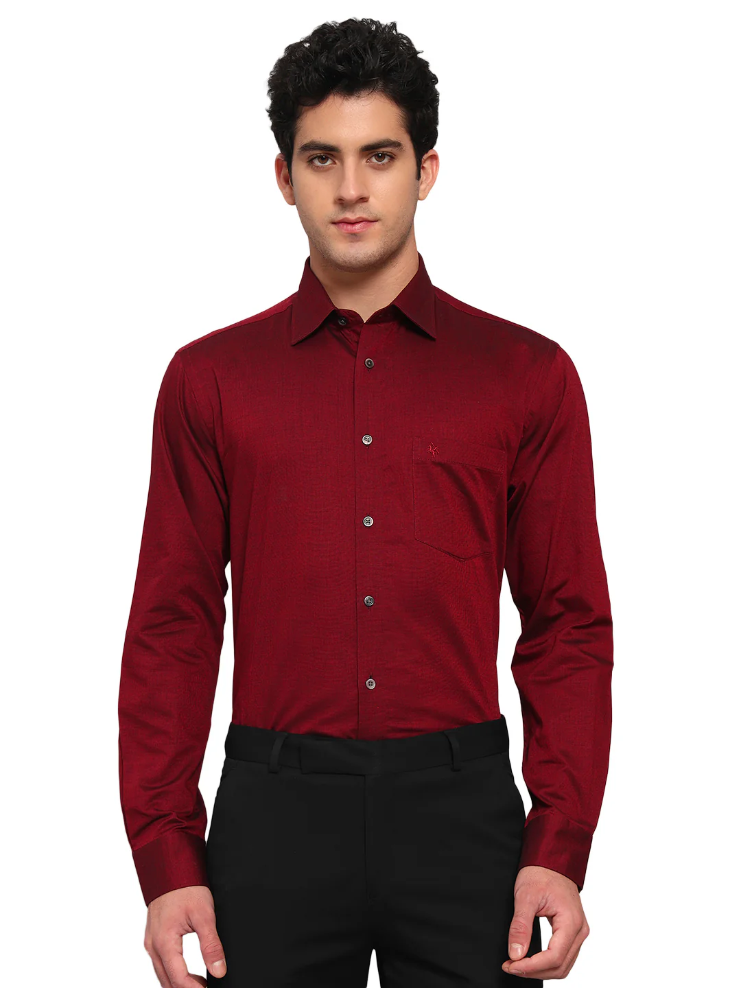 Formal Shirt for Men l Breathable & Soft with Color Fastness Regular Fit Spread Collar Neck Cotton Blend Fabric Solid Pattern - Image 3